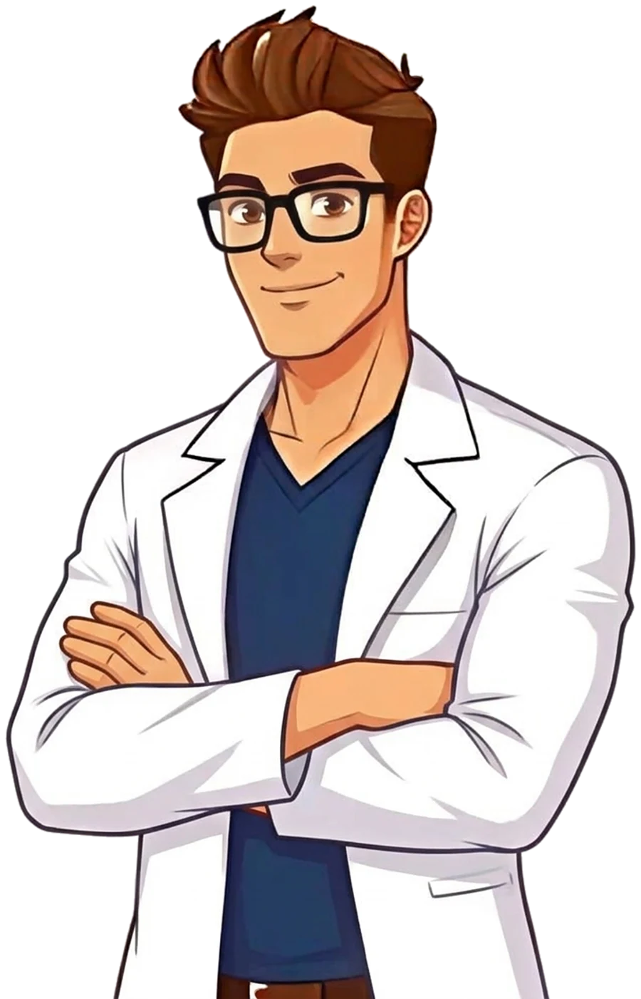 The Search Engine Scientist (an illustration of BTD co-owner Matt Lambert in a lab coat) standing with his arms crossed
