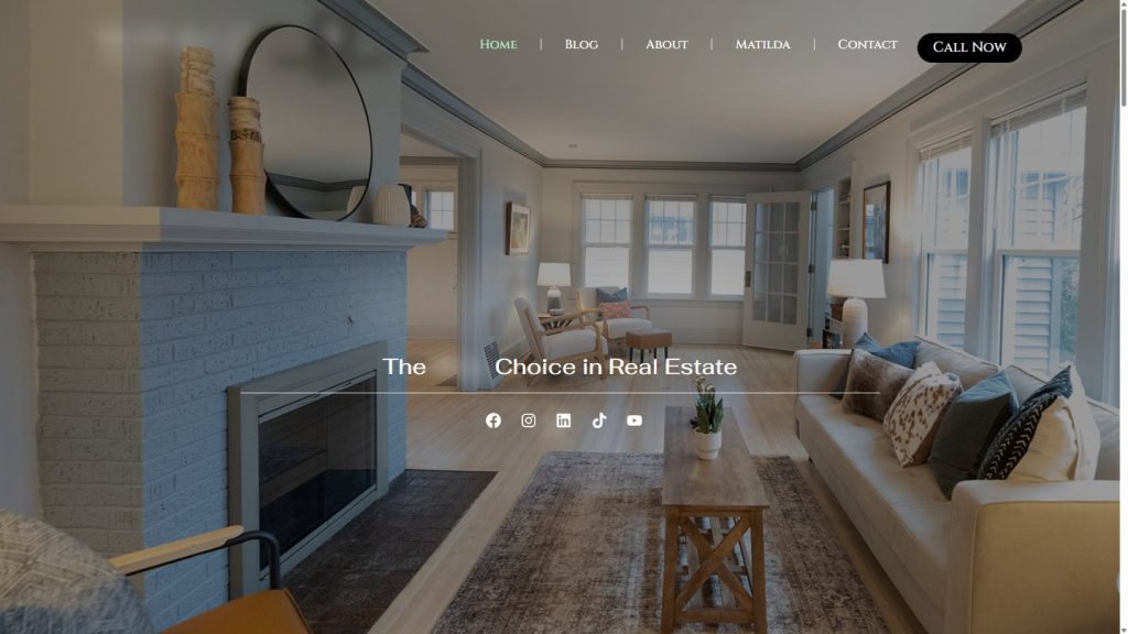 Home page of a real estate agent website designed and built by Building the Dream Duluth, with the business name hidden